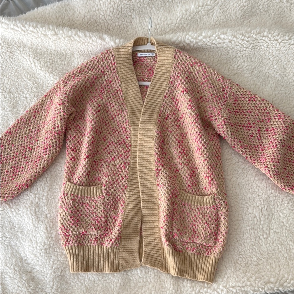 Staccato Cozy Pink and Tan Women's Sweater Cardigan